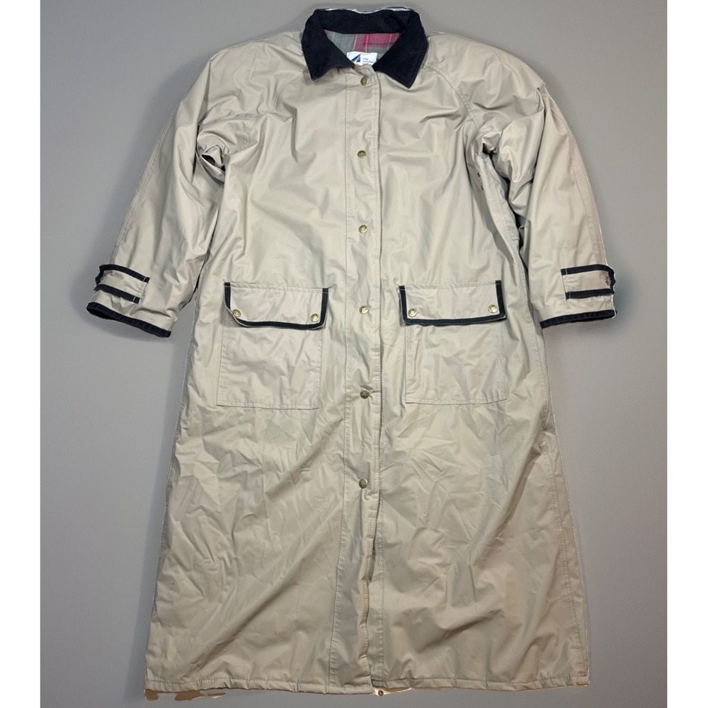 Vintage Misty Harbor Rain Coat Women Medium Beige Plaid Insulated Lining